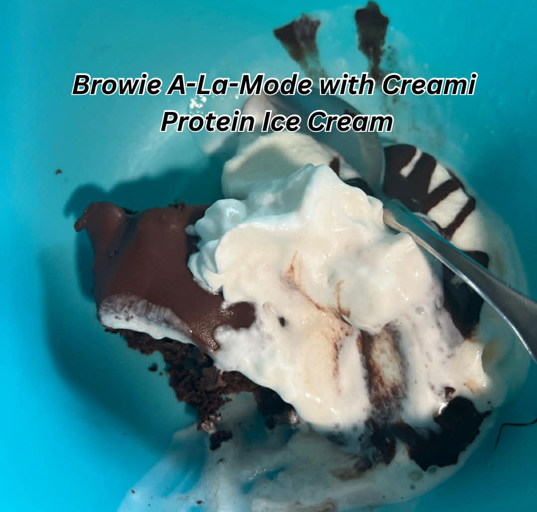 Brownies a la mode with high protein creami ice cream