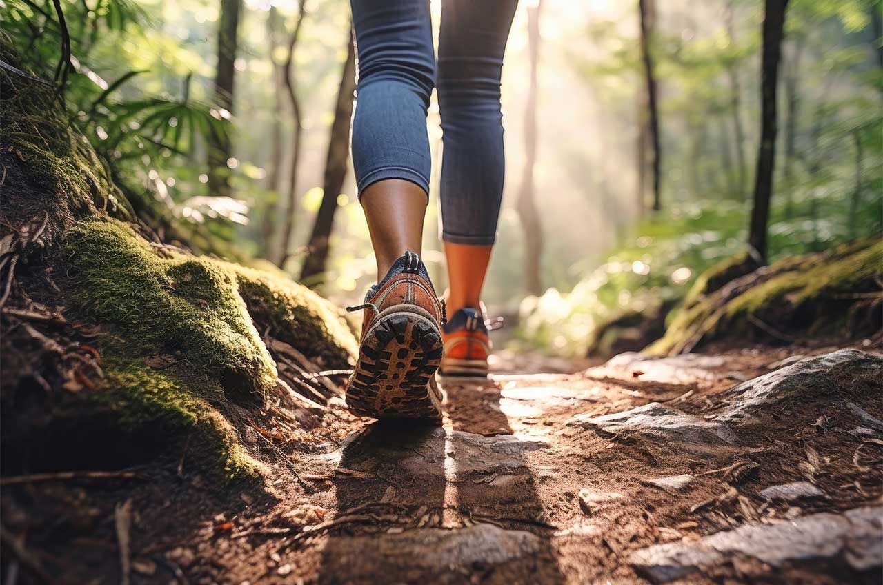 Woman walking on a path